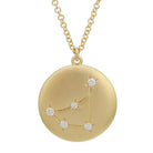 14K Gold Capricorn Diamond Constellation Coin Necklace (Matte Finish) Yellow Gold Izakov Diamonds + Fine Jewelry