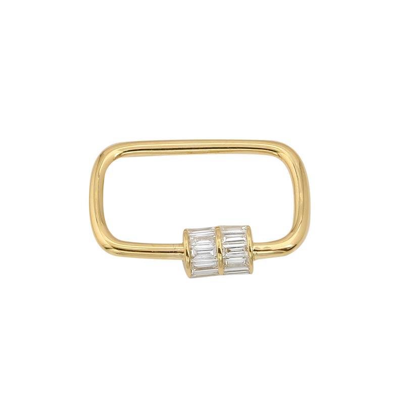 14K Gold Carabiner Lock Baguette Diamond Charm Enhancer Yellow Gold Izakov Diamonds + Fine Jewelry