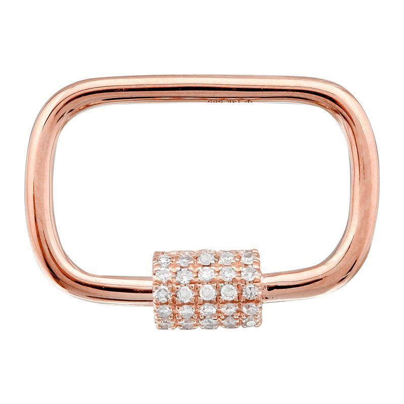 14K Gold Carabiner Lock Diamond Charm Enhancer Rose Gold Izakov Diamonds + Fine Jewelry