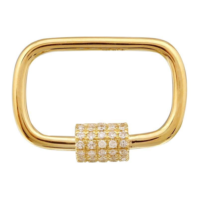 14K Gold Carabiner Lock Diamond Charm Enhancer Yellow Gold Izakov Diamonds + Fine Jewelry