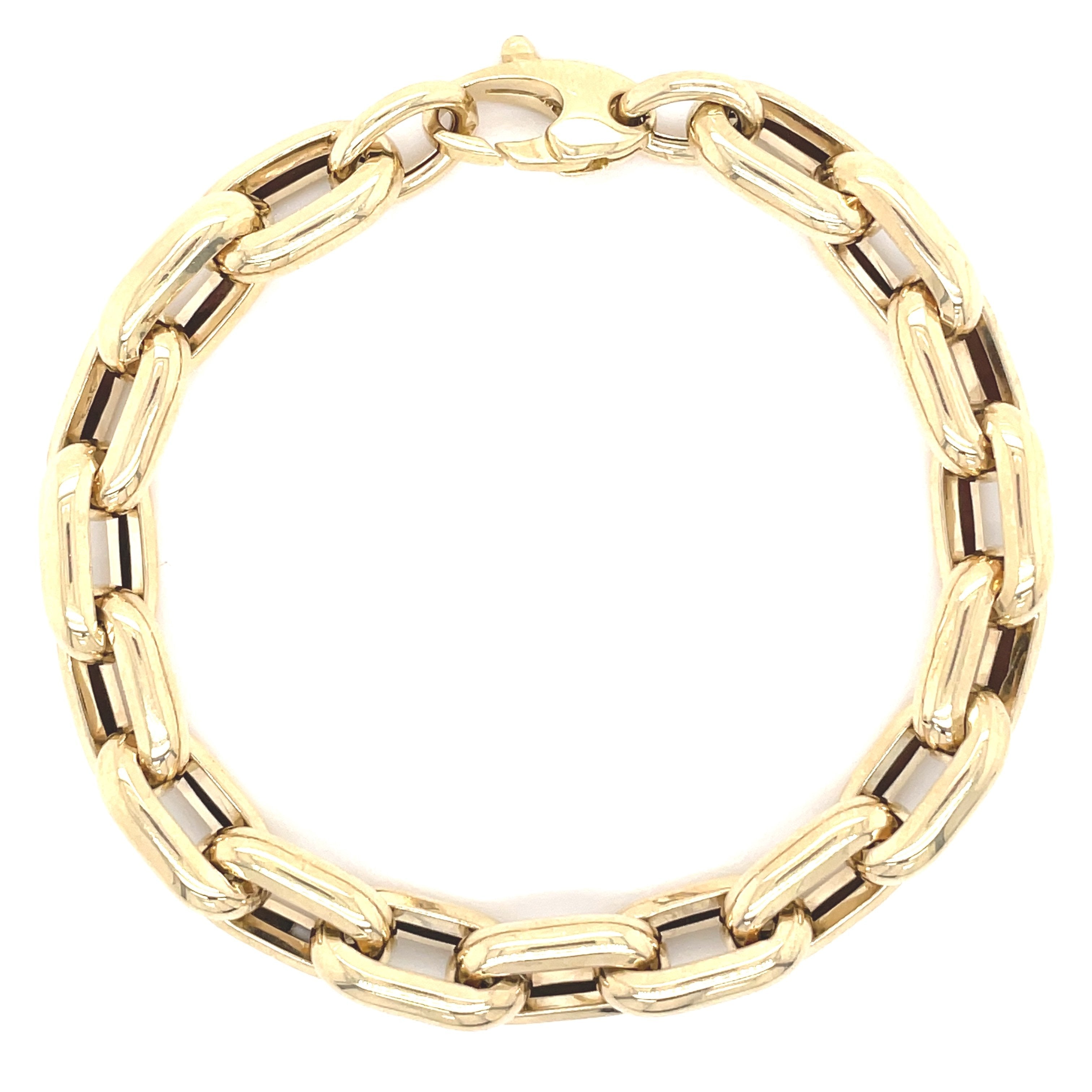 14K Gold Chunky Oval Link Chain Bracelet 7.5" / Yellow Gold Izakov Diamonds + Fine Jewelry
