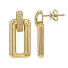 14K Gold Chunky Rectangular Drop Diamond Earrings Pair / Yellow Gold Izakov Diamonds + Fine Jewelry
