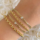 14K Gold Chunky Rolo Chain Bracelet Izakov Diamonds + Fine Jewelry