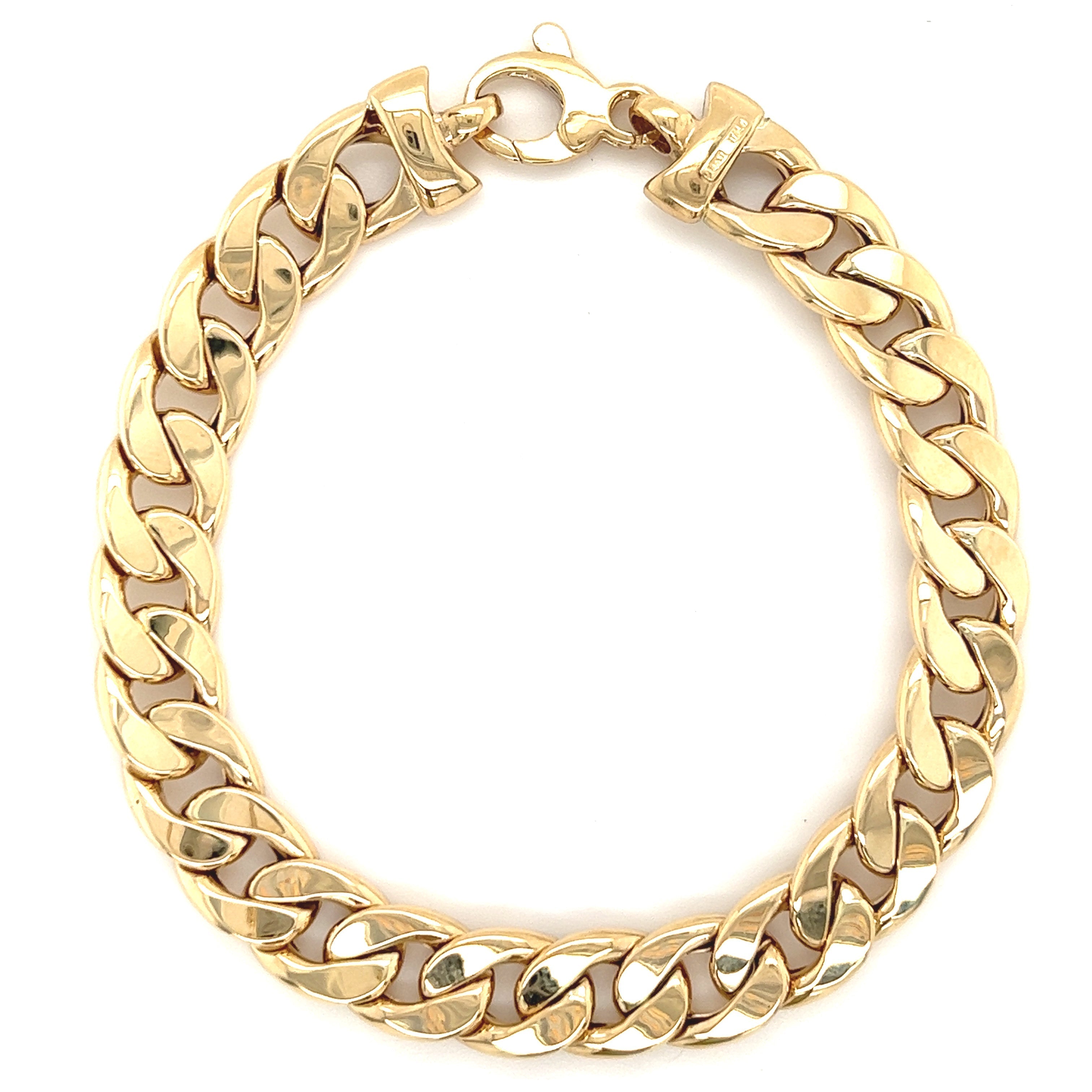 14K Gold Flat Miami Cuban Link Bracelet Izakov Diamonds + Fine Jewelry