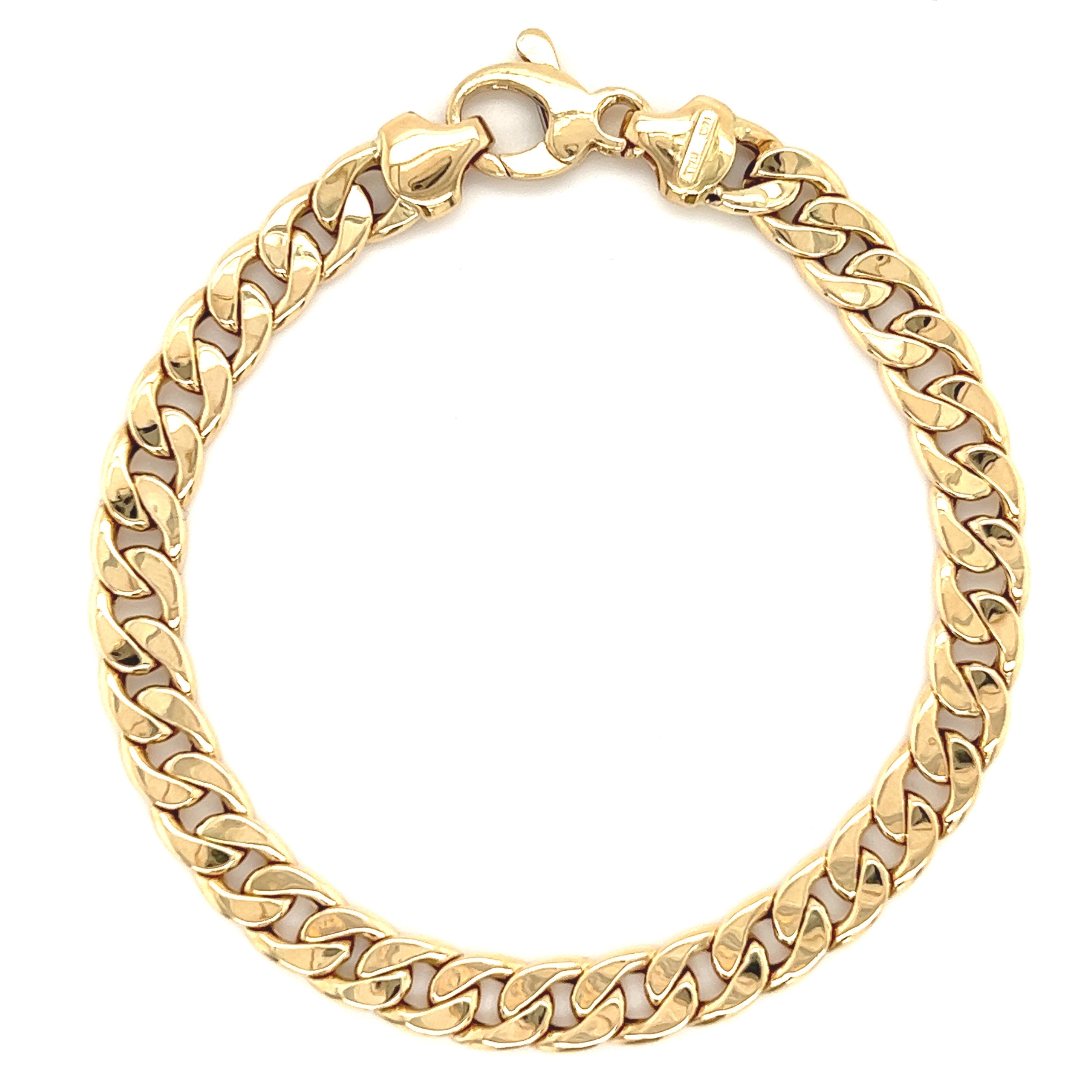 14K Gold Flat Miami Cuban Link Bracelet Izakov Diamonds + Fine Jewelry