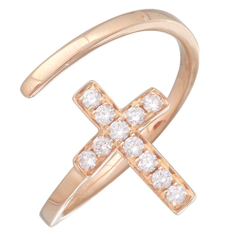 14K Gold Cross Wrap Diamond Ring 6.5 / Rose Gold Izakov Diamonds + Fine Jewelry