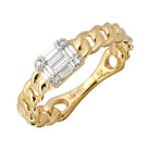 14K Gold Cuban Link Baguette Diamond Illusion Ring 6.5 / Yellow Gold Izakov Diamonds + Fine Jewelry