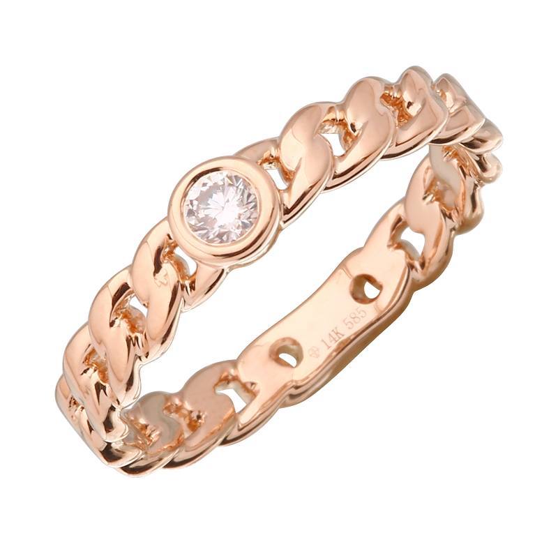 14K Gold Cuban Link Diamond Bezel Ring - Rings - Izakov Diamonds + Fine Jewelry