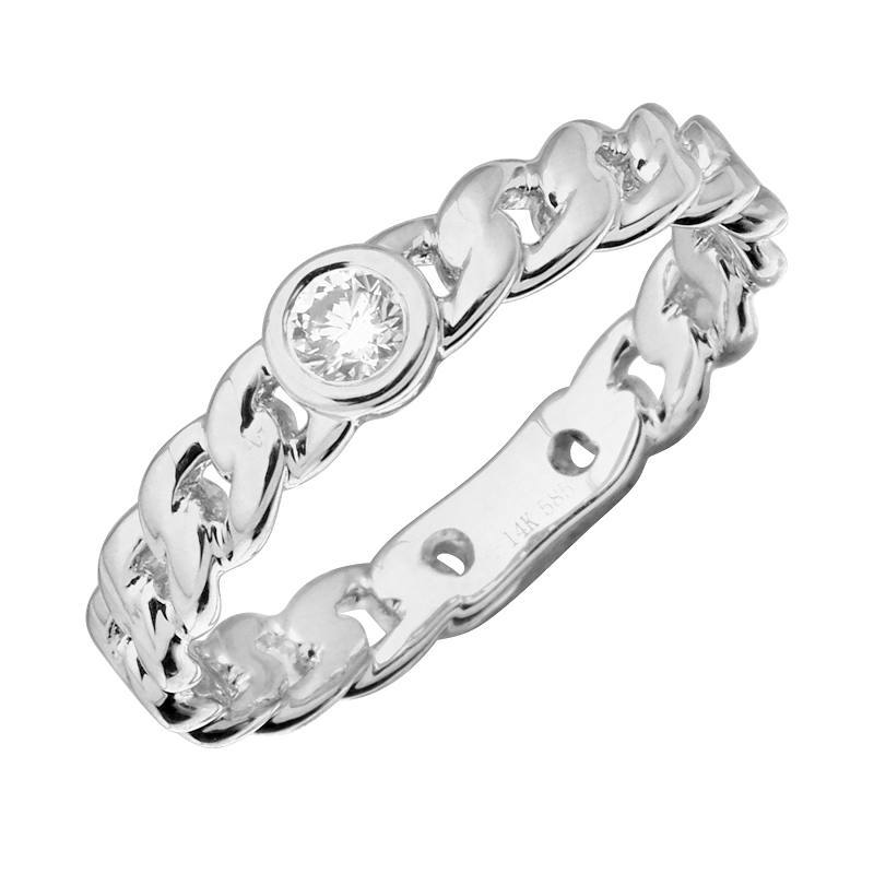 14K Gold Cuban Link Diamond Bezel Ring - Rings - Izakov Diamonds + Fine Jewelry