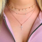 14K Gold Dangling Diamond Cross Necklace - Necklaces - Izakov Diamonds + Fine Jewelry