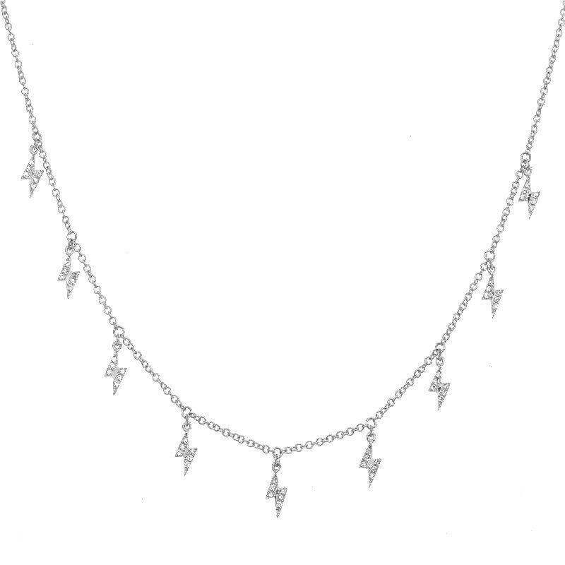 14K Gold Dangling Lightning Bolts Diamond Necklace – IZAKOV
