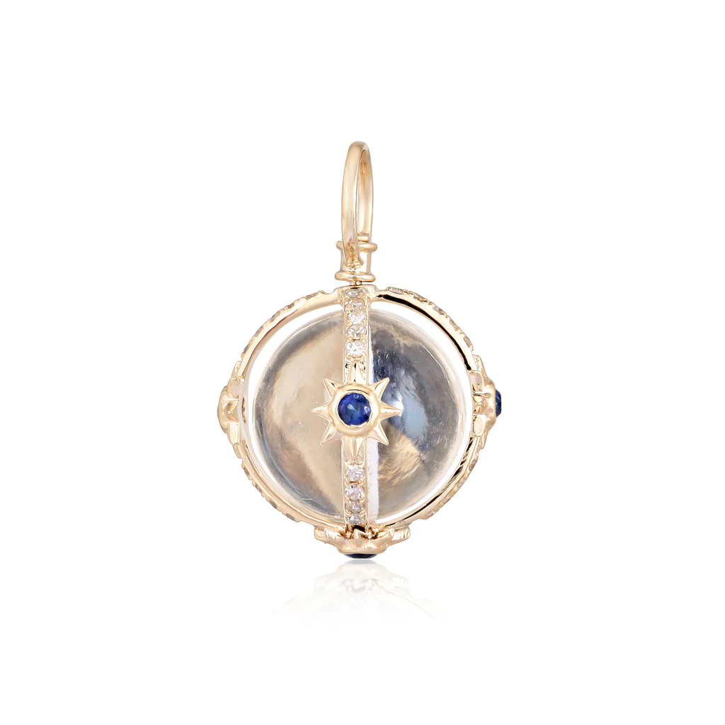 14K Gold Diamond Accented Celestial Crystal Sphere Necklace Charm - Charms & Pendants - Izakov Diamonds + Fine Jewelry