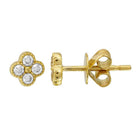 14K Gold Diamond Accented Clover Stud Earrings Pair / Yellow Gold Izakov Diamonds + Fine Jewelry