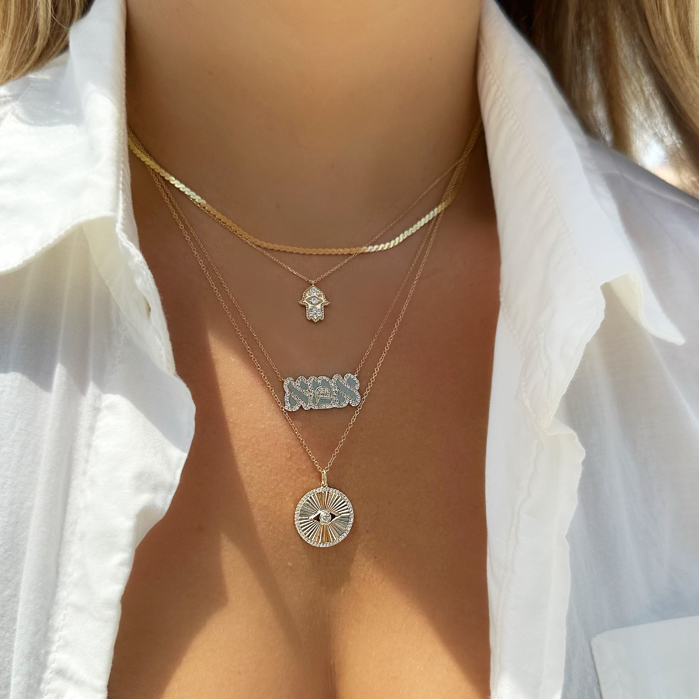 14K Gold Diamond Accented Hamsa Necklace Necklaces by Izakov Diamonds + Fine Jewelry | Izakov