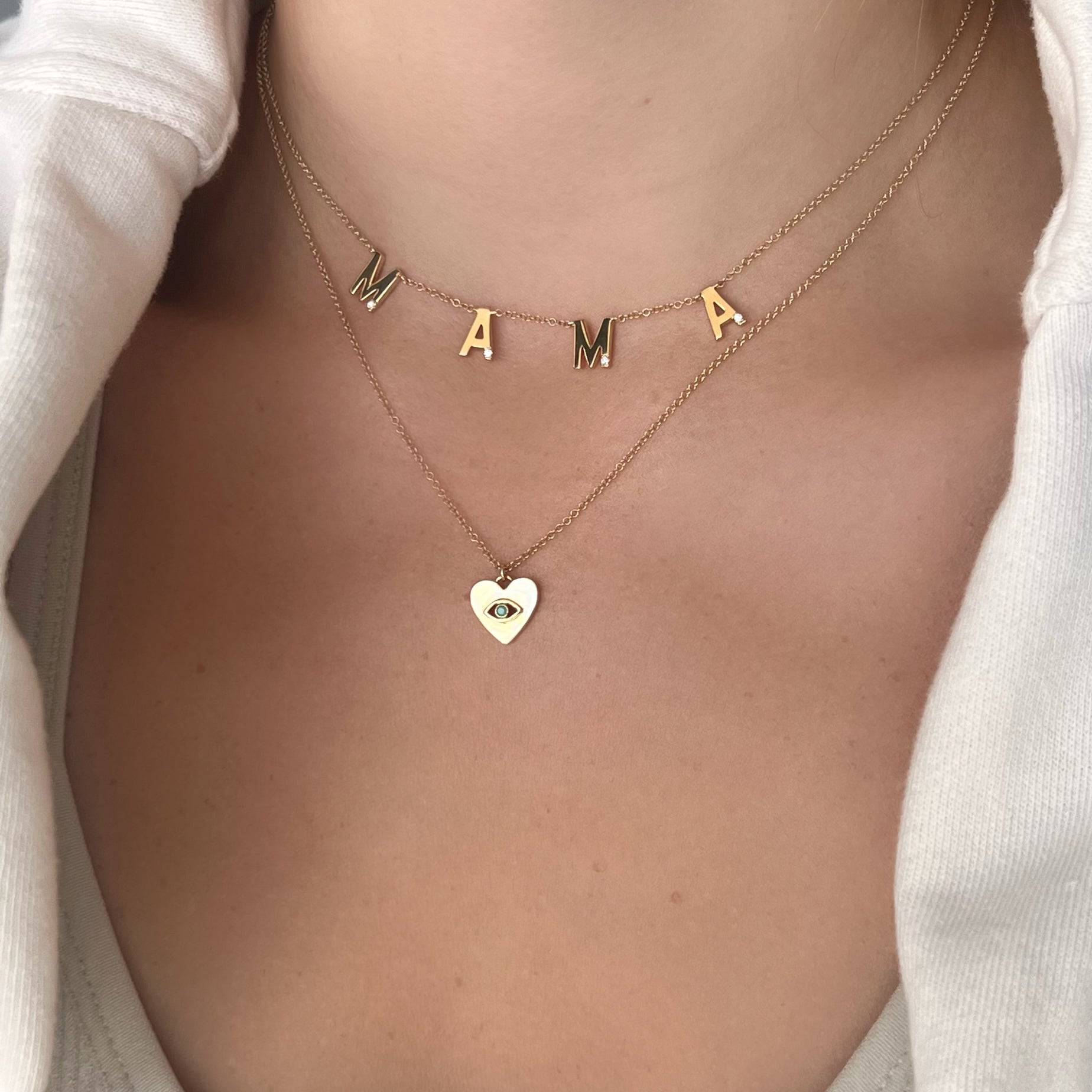 14K Gold Diamond Accented Mama Statement Necklace Izakov Diamonds + Fine Jewelry