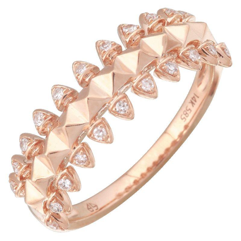 14K Gold Diamond Accented Spike Ring 3.5 / Rose Gold Izakov Diamonds + Fine Jewelry