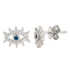 14K Gold Diamond Accented Spikes Evil Eye Button Earrings White Gold Izakov Diamonds + Fine Jewelry