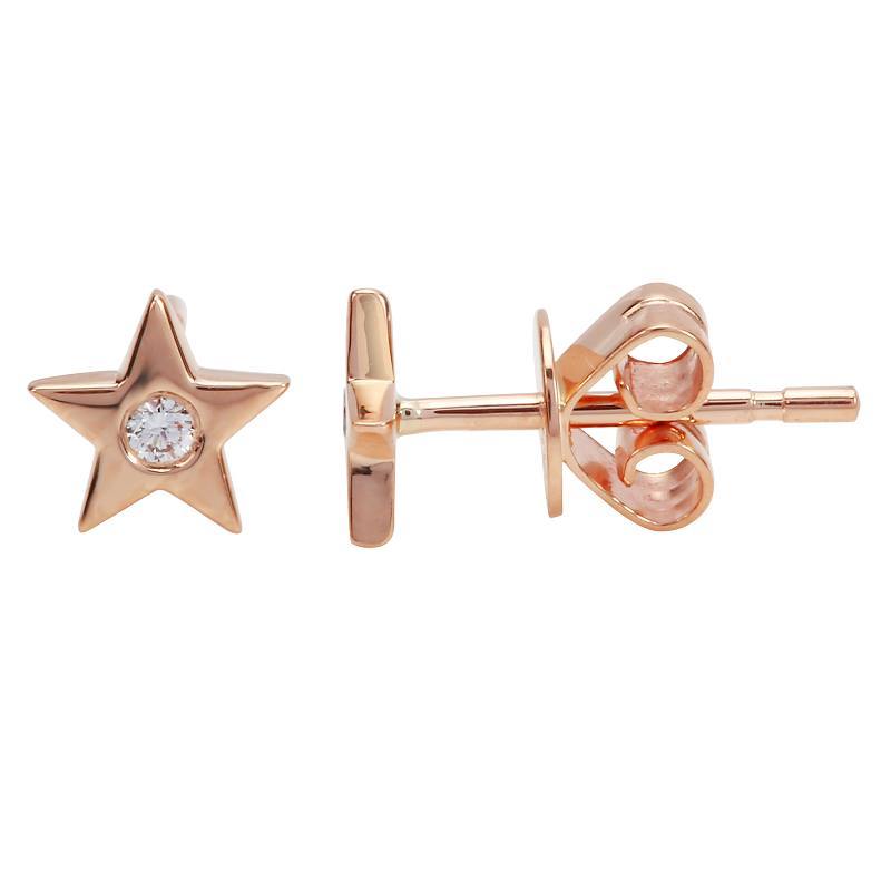 14K Gold Diamond Accented Star Button Earrings - Earrings - Izakov Diamonds + Fine Jewelry