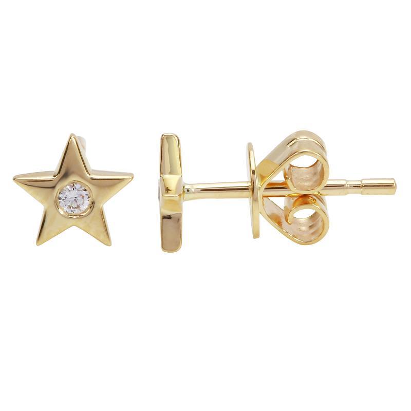 14K Gold Diamond Accented Star Button Earrings Yellow Gold Izakov Diamonds + Fine Jewelry