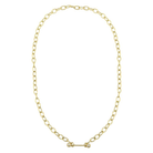 14K Gold Diamond Bezel Bar Oval Cable Link Necklace 18" / Yellow Gold Izakov Diamonds + Fine Jewelry
