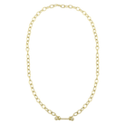 14K Gold Diamond Bezel Bar Oval Cable Link Necklace - Necklaces - Izakov Diamonds + Fine Jewelry
