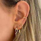 14K Gold Diamond Bezel Huggie Chained Ear Cuff Earring Pair Earrings by Izakov Diamonds + Fine Jewelry | Izakov