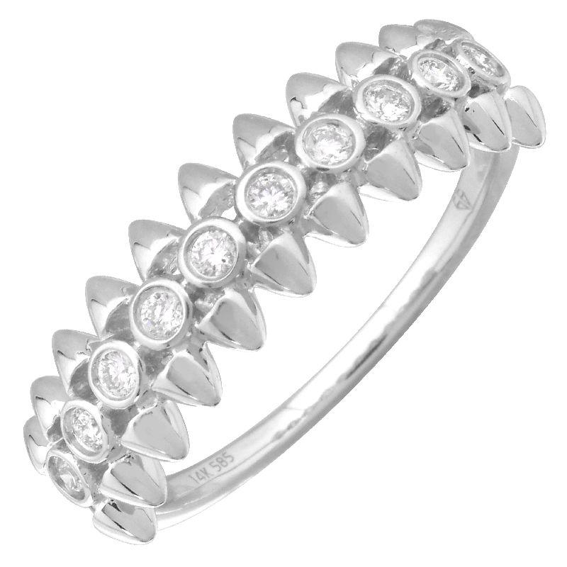 14K Gold Diamond Bezel Spikes Ring 3.5 / White Gold Izakov Diamonds + Fine Jewelry
