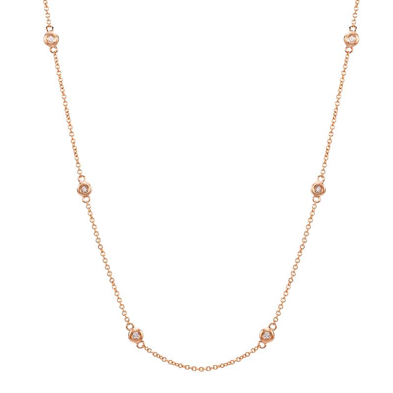 14K Gold Diamond Bezel Stations Necklace Rose Gold Izakov Diamonds + Fine Jewelry
