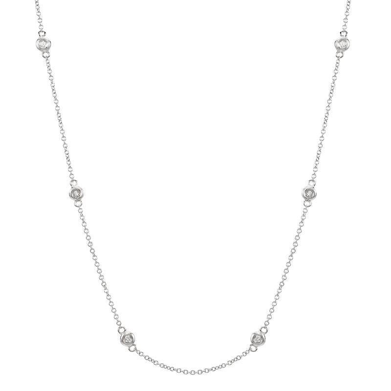 14K Gold Diamond Bezel Stations Necklace White Gold Izakov Diamonds + Fine Jewelry