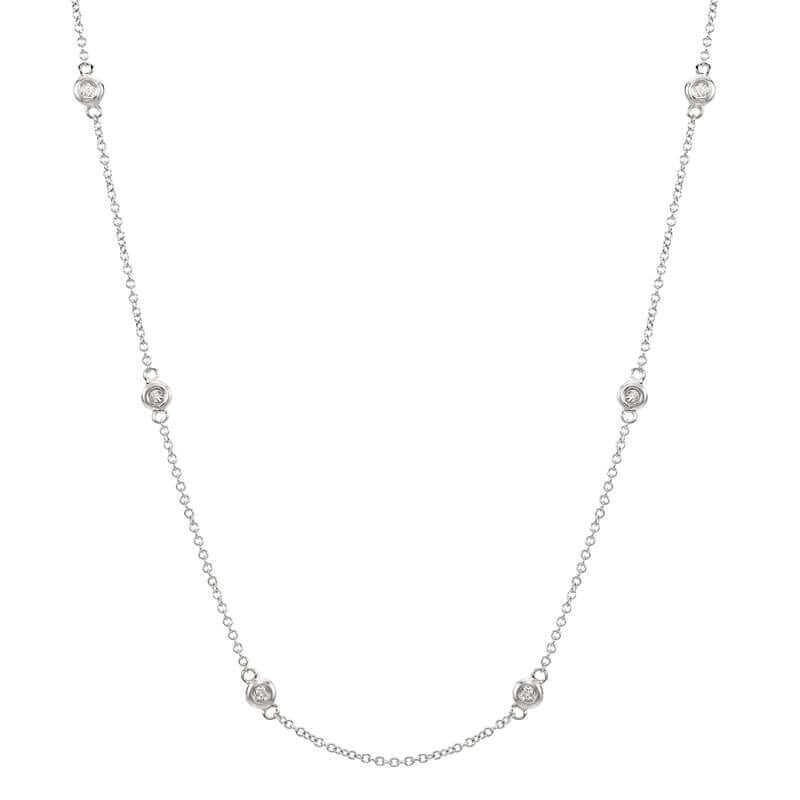 14K Gold Diamond Bezel Stations Necklace White Gold Izakov Diamonds + Fine Jewelry