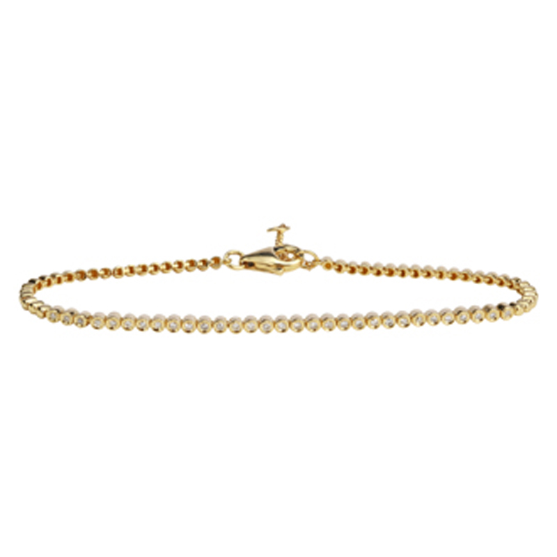 14K Gold Diamond Bezel Tennis Bracelet Yellow Gold Izakov Diamonds + Fine Jewelry