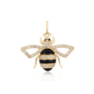 14K Gold Diamond Black Enamel Bee Necklace Charm - Charms & Pendants - Izakov Diamonds + Fine Jewelry
