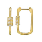 14K Gold Diamond Carabiner U Hoop Earrings Yellow Gold Izakov Diamonds + Fine Jewelry