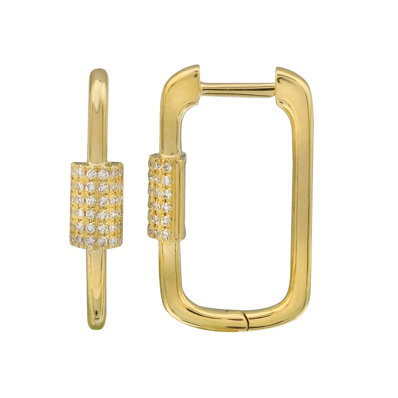 14K Gold Diamond Carabiner U Hoop Earrings - Earrings - Izakov Diamonds + Fine Jewelry