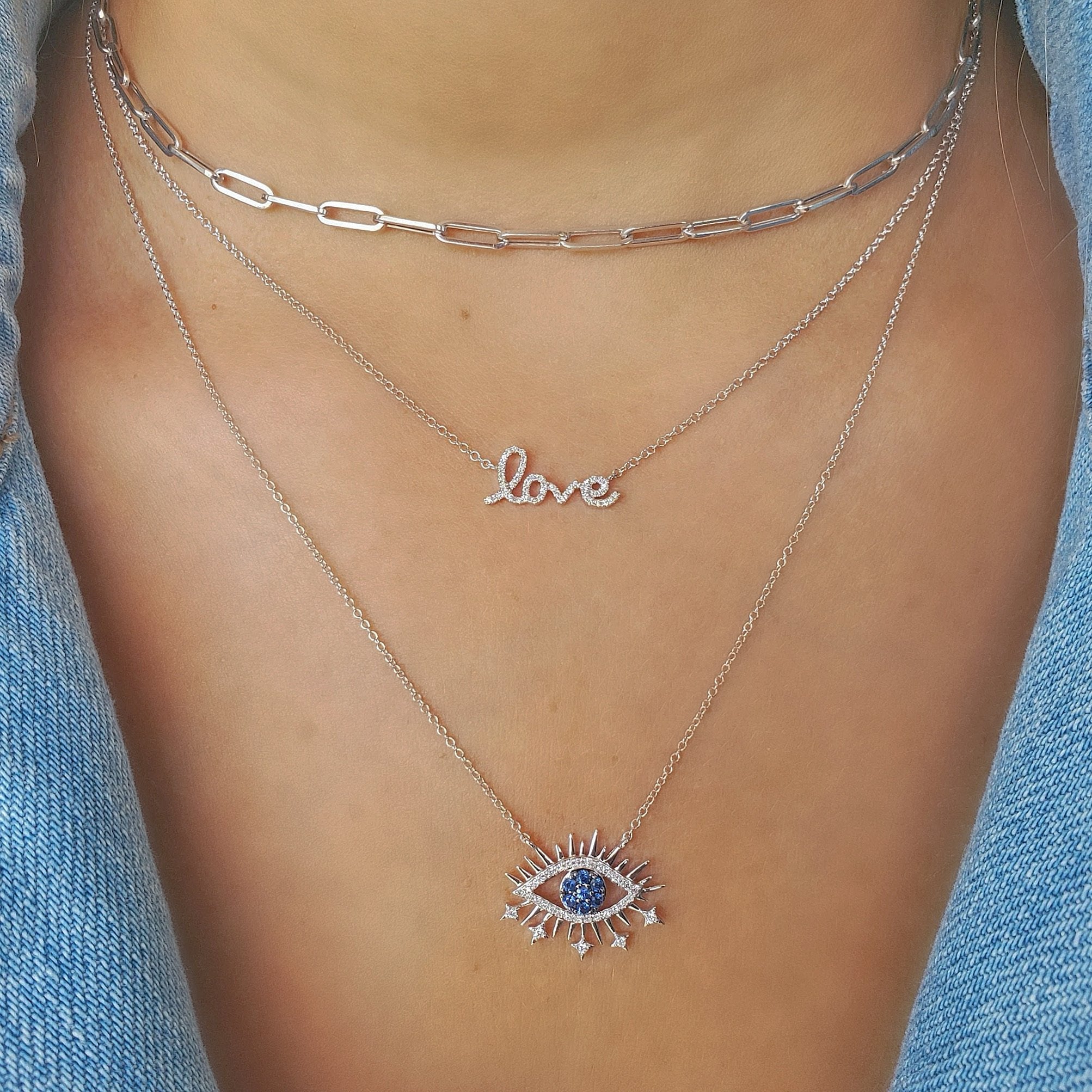 14K Gold Diamond Celestial Evil Eye Necklace - Necklaces - Izakov Diamonds + Fine Jewelry