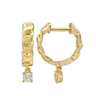 14K Gold Diamond Cuban Link Huggies Yellow Gold Izakov Diamonds + Fine Jewelry