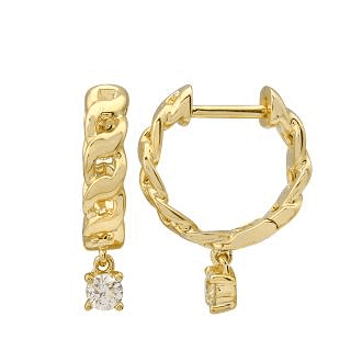 14K Gold Diamond Cuban Link Huggies - Earrings - Izakov Diamonds + Fine Jewelry