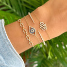 14K Gold Diamond Evil Eye Hamsa Bracelet - Bracelets - Izakov Diamonds + Fine Jewelry