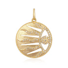 14K Gold Diamond Eye Medallion Necklace Charm Yellow Gold Izakov Diamonds + Fine Jewelry