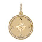 14K Gold Diamond Halo Compass Coin Necklace Charm - Charms & Pendants - Izakov Diamonds + Fine Jewelry