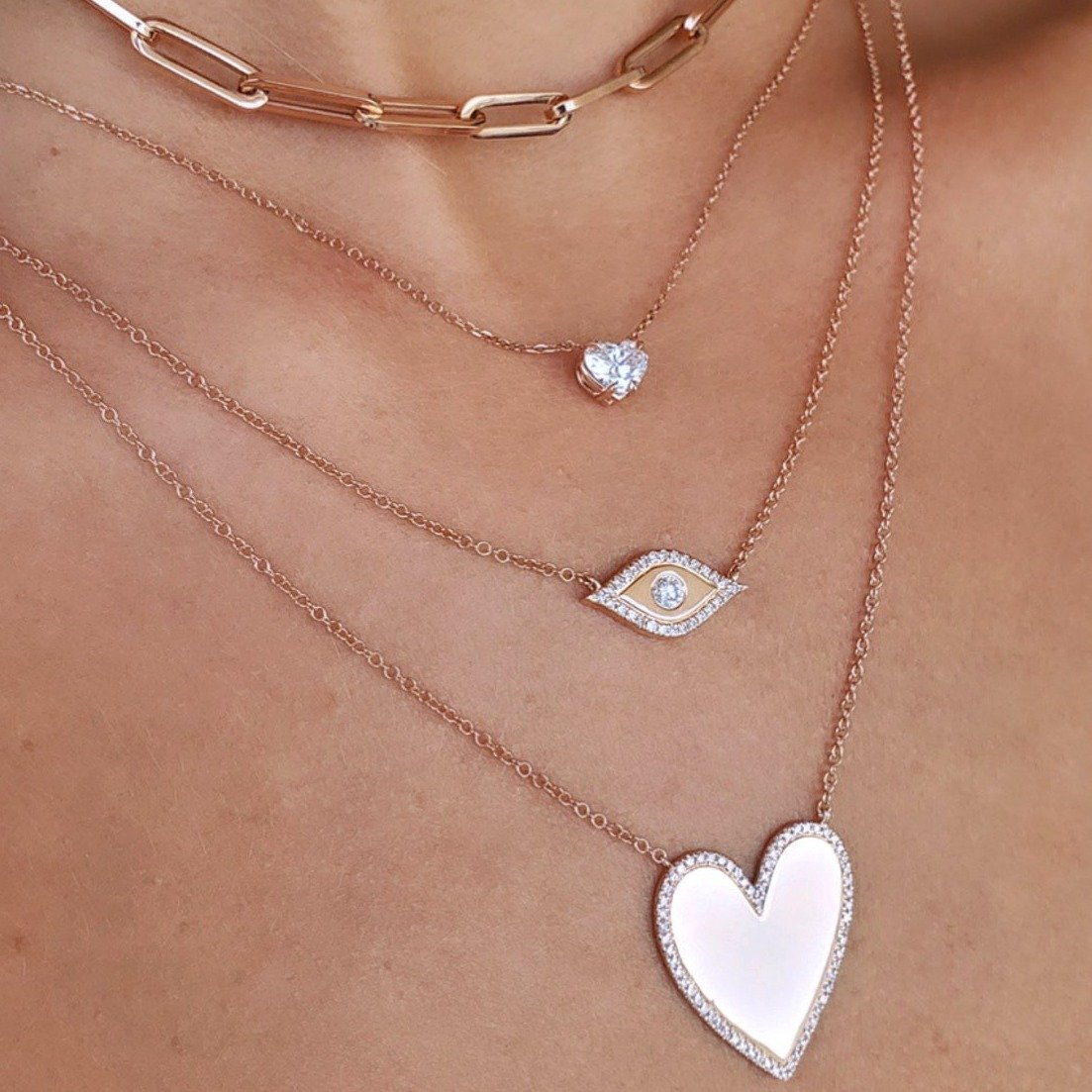 14K Gold Diamond Halo Gold Heart Necklace Izakov Diamonds + Fine Jewelry