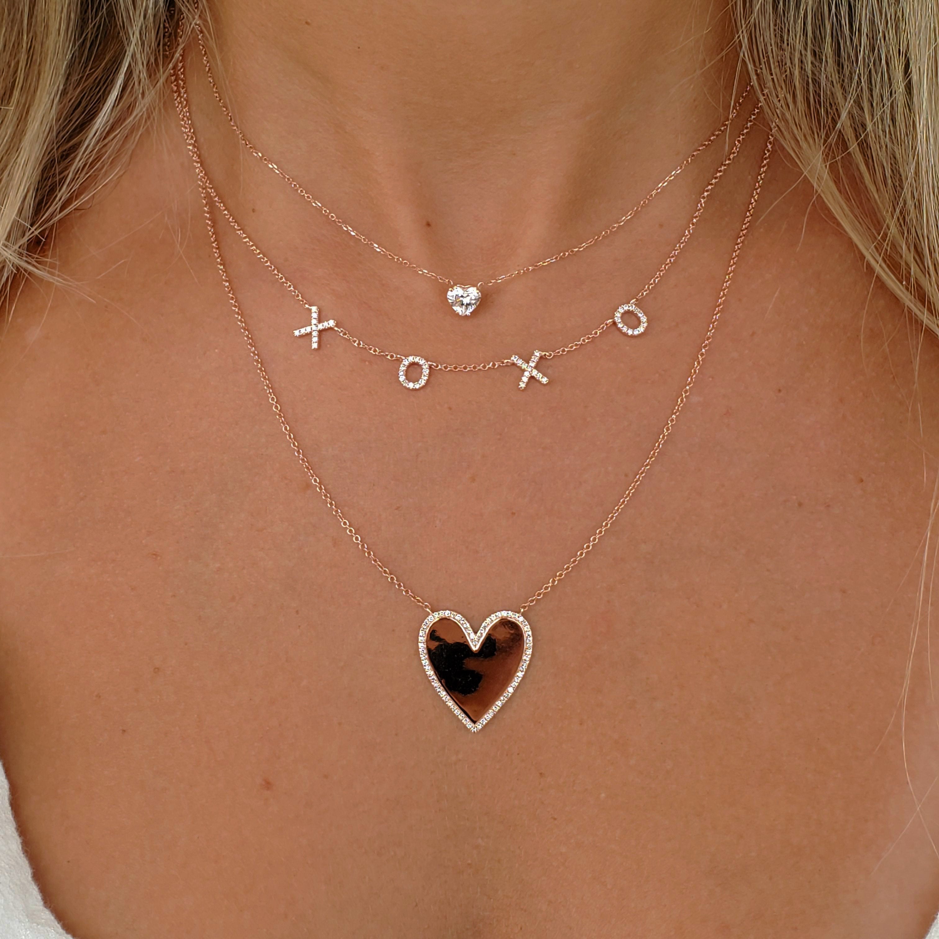 14K Gold Diamond Halo Gold Heart Necklace Izakov Diamonds + Fine Jewelry