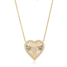 14K Gold Diamond Halo Radiating Heart Necklace Yellow Gold Izakov Diamonds + Fine Jewelry