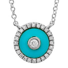 14K Gold Diamond Halo Turquoise Evil Eye Necklace White Gold Izakov Diamonds + Fine Jewelry