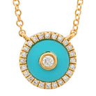 14K Gold Diamond Halo Turquoise Evil Eye Necklace Yellow Gold Izakov Diamonds + Fine Jewelry