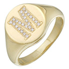 14K Gold Diamond Initial Signet Ring M / 5.5 / Yellow Gold Izakov Diamonds + Fine Jewelry