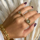 14K Gold Diamond Initial Signet Ring Izakov Diamonds + Fine Jewelry