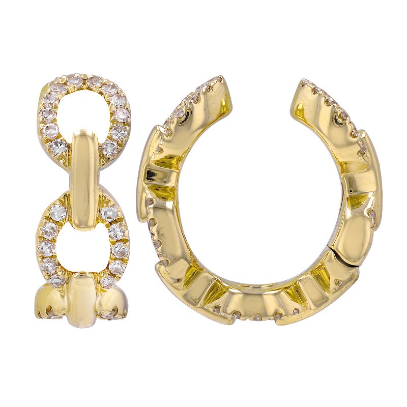 14K Gold Diamond Links Ear Cuff Single / Yellow Gold Izakov Diamonds + Fine Jewelry