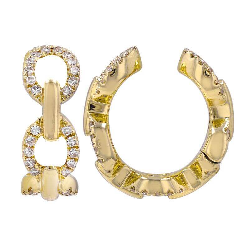 14K Gold Diamond Links Ear Cuff - Earrings - Izakov Diamonds + Fine Jewelry