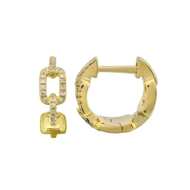 14K Gold Diamond Links Huggies - Earrings - Izakov Diamonds + Fine Jewelry